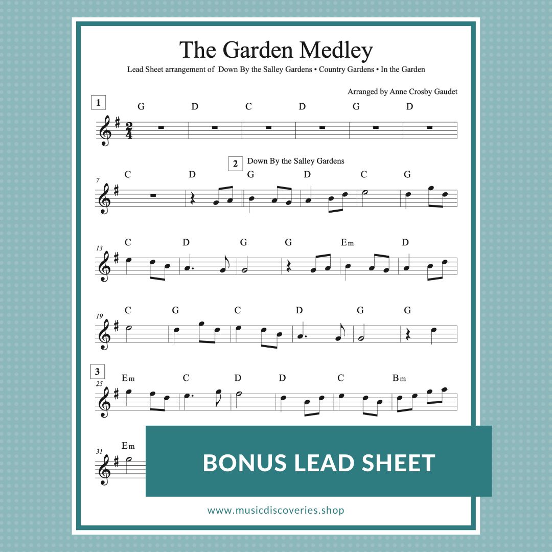 The Garden Medley, 3 traditional tunes arranged for harp by Anne Crosby Gaudet