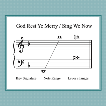 God Rest Ye Merry Gentlemen & Sing We Now of Christmas, arranged for mid-intermediate harp by Anne Crosby Gaudet