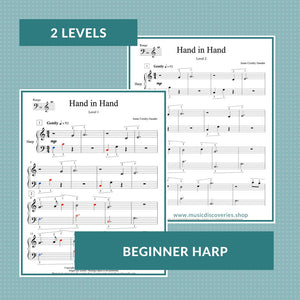 Hand in Hand, beginner harp solo by Anne Crosby Gaudet