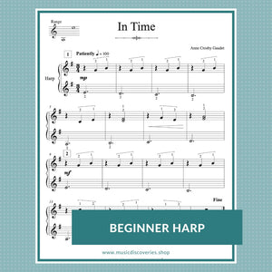 A beginner harp learning bundle including In Time, Scarborough Fair and Bluebells. Arranged for 19 strings by Anne Crosby Gaudet.