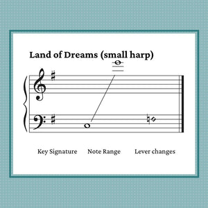 Land of Dreams, mid-intermediate harp solo by Anne Crosby Gaudet