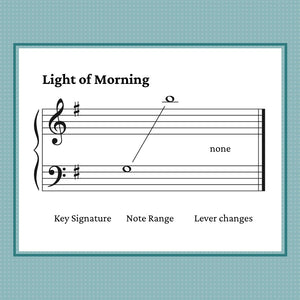 Light of Morning, elementary harp sheet music arrangement by Anne Crosby Gaudet