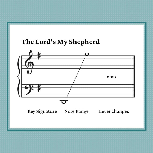 The Lord's My Shepherd and Sweet Hour of Prayer arranged for harp