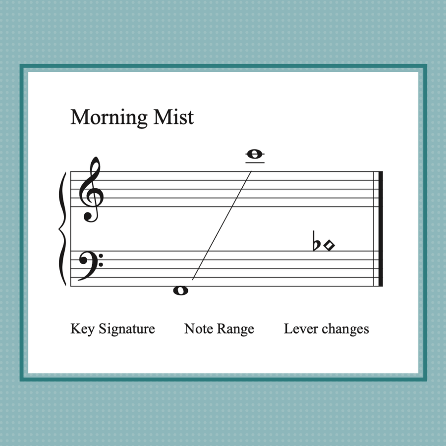 Morning Mist, mid-intermediate harp solo by Anne Crosby Gaudet