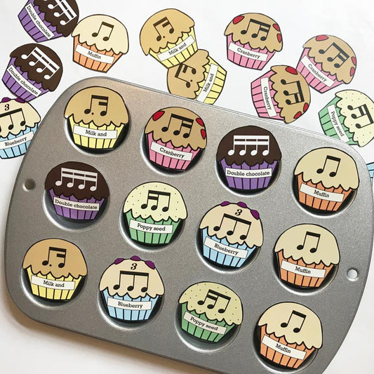 Muffin Rhythm printable teaching aid by Anne Crosby Gaudet at Music Discoveries