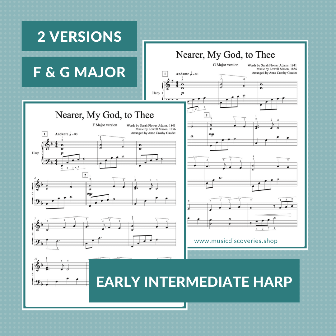 Nearer My God to Thee, harp sheet music arrangement by Anne Crosby Gaudet