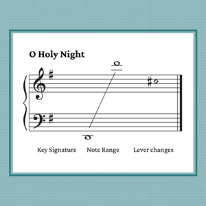 O Holy Night, Christmas carol arranged for late intermediate harp by Anne Crosby Gaudet