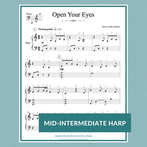 Open Your Eyes, mid-intermediate harp solo by Anne Crosby Gaudet