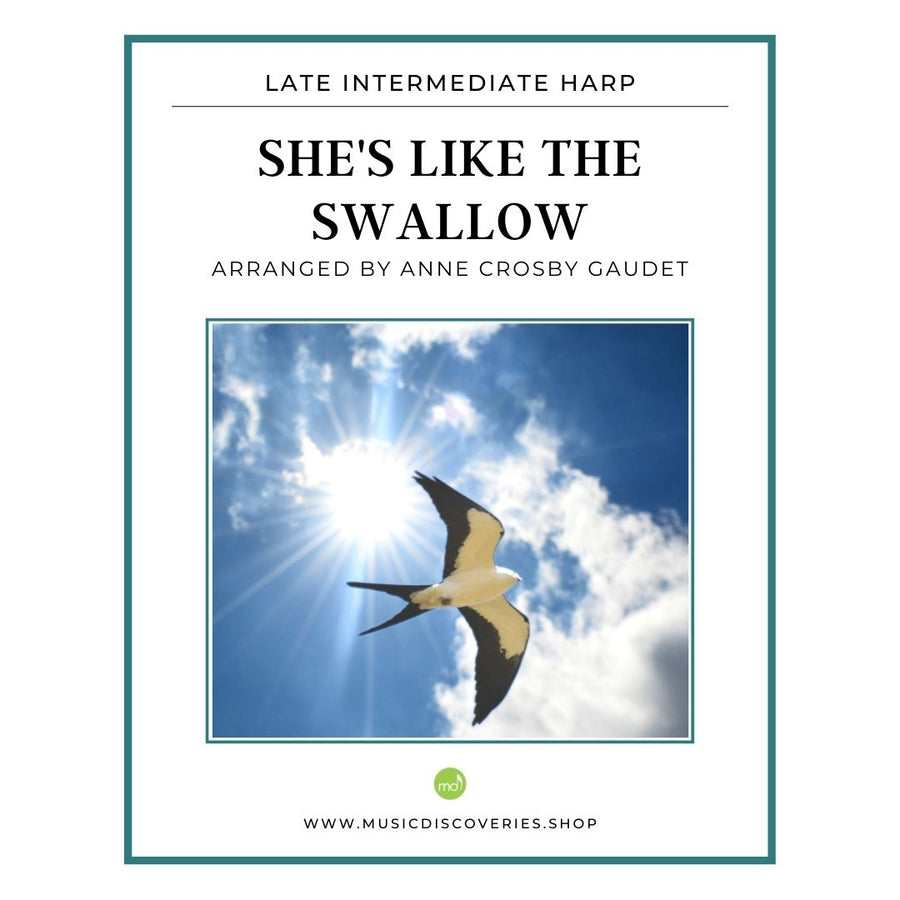 She's Like the Swallow, late intermediate harp sheet music arranged by Anne Crosby Gaudet