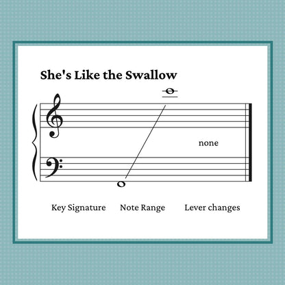 She's Like the Swallow, late intermediate harp sheet music arranged by Anne Crosby Gaudet