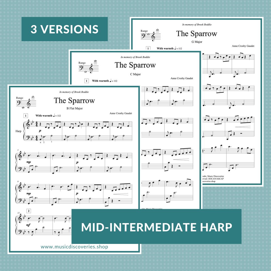 The Sparrow, harp sheet music by Anne Crosby Gaudet