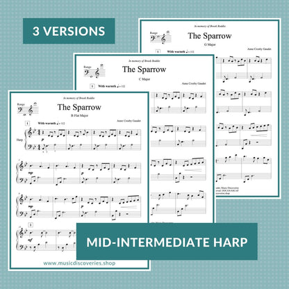 The Sparrow, harp sheet music by Anne Crosby Gaudet