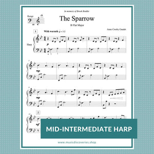 The Sparrow, harp sheet music by Anne Crosby Gaudet