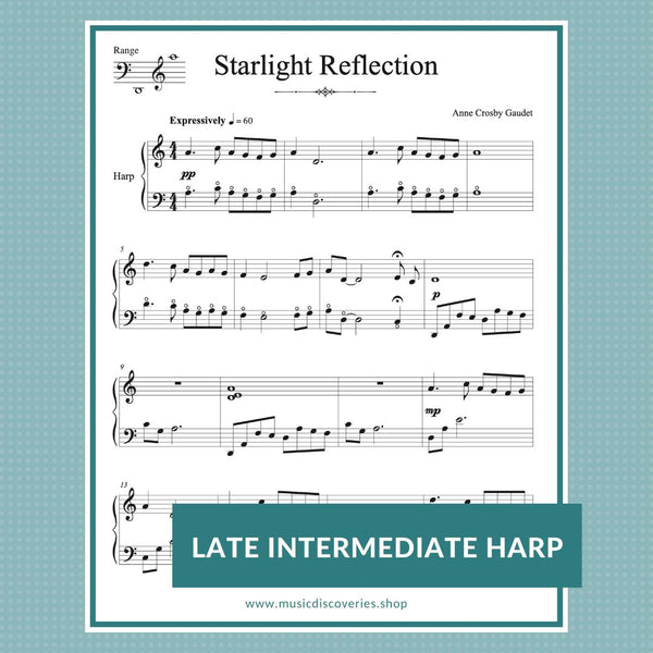 Starlight Reflection, harp sheet music by Anne Crosby Gaudet Music Discoveries