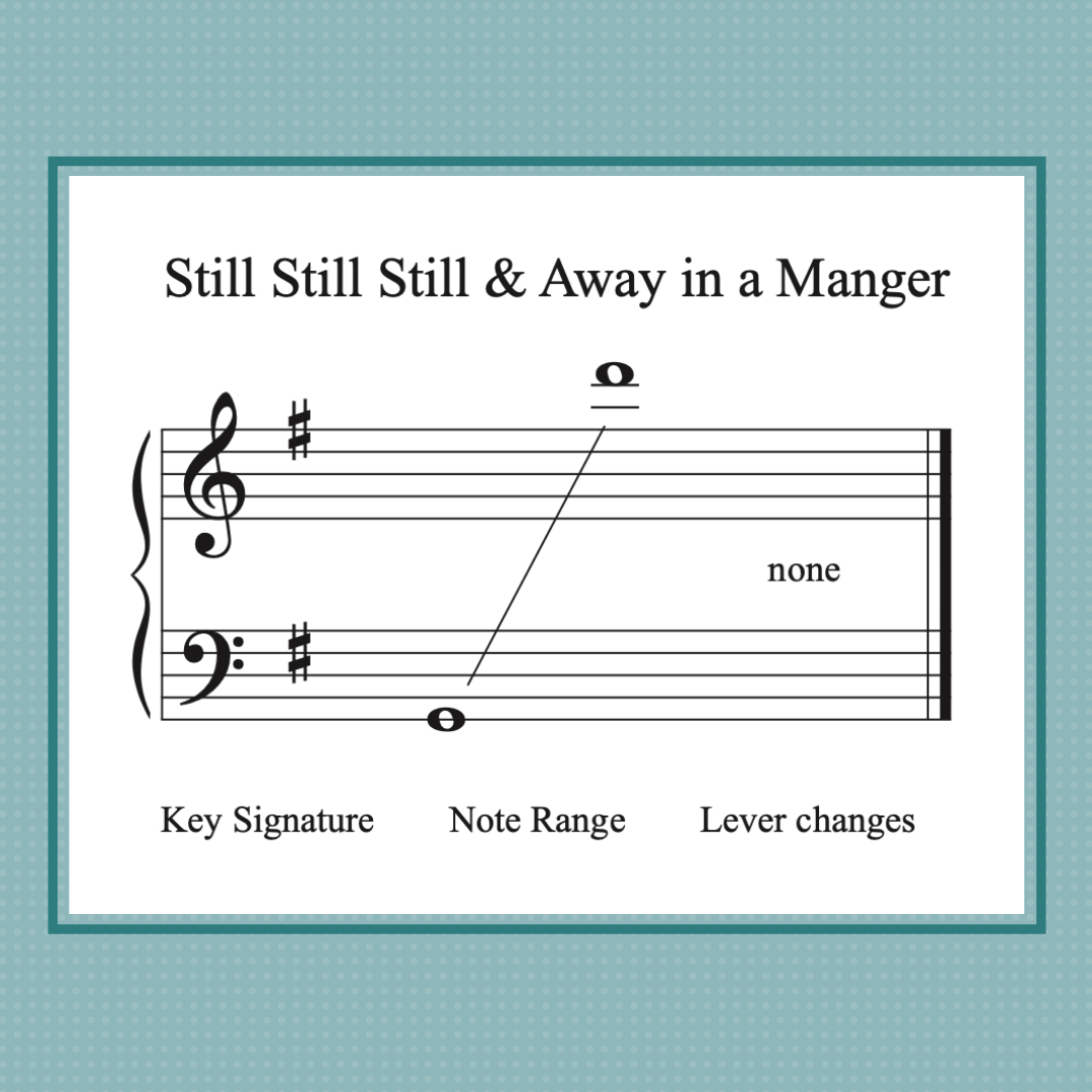 Still Still Still & Away in a Manger, harp sheet music arrangement by Anne Crosby Gaudet