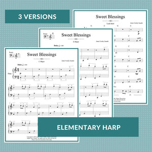 Sweet Blessings elementary sheet music for harp by Anne Crosby Gaudet