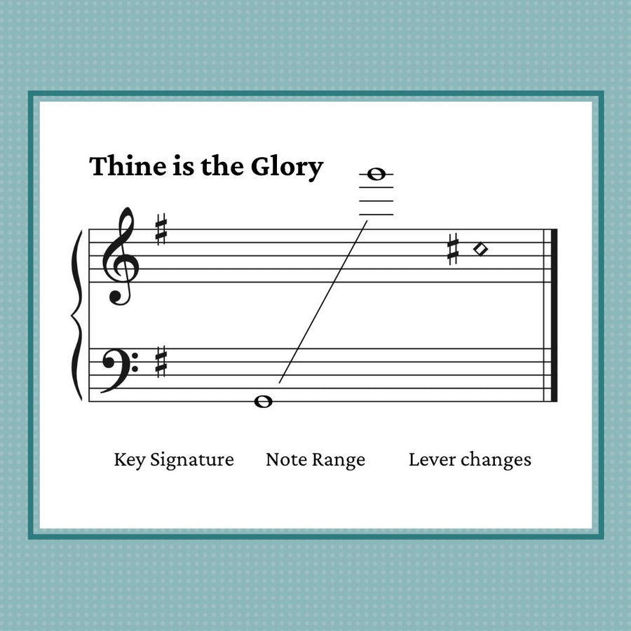 Thine is the Glory, Easter hymn early intermediate harp arrangement by Anne Crosby Gaudet