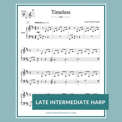 Timeless, harp sheet music by Anne Crosby Gaudet