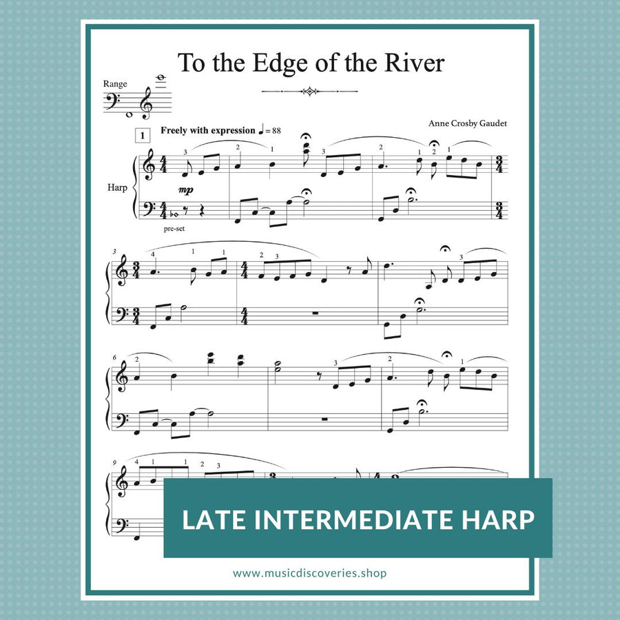 To the Edge of the River, harp sheet music by Anne Crosby Gaudet