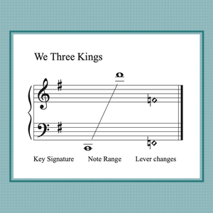 We Three Kings, late intermediate harp arrangement by Anne Crosby Gaudet