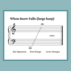 When Snow Falls, harp sheet music by Anne Crosby Gaudet. Includes a bonus arrangement for small harp.